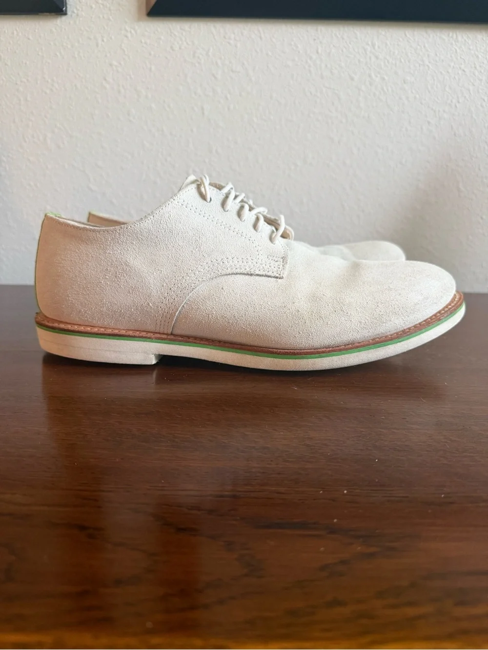 Walk-Over Men’s Custom White Cream Buck Suede “Derby Classic” Style Shoes 11 M